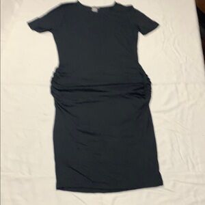 VENUS Black Sheath Midi Dress Crew Neck Short Sleeve